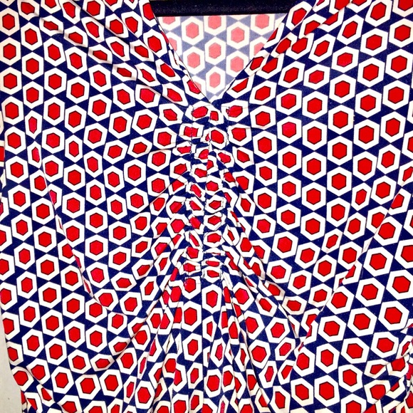 Alfani Chic Rusch Knit Red White Blue Knit Top PM - Picture 9 of 11